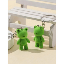 Q 45063 Flocked frog key pendant ֲ������Կ�׹Ҽ��羳��