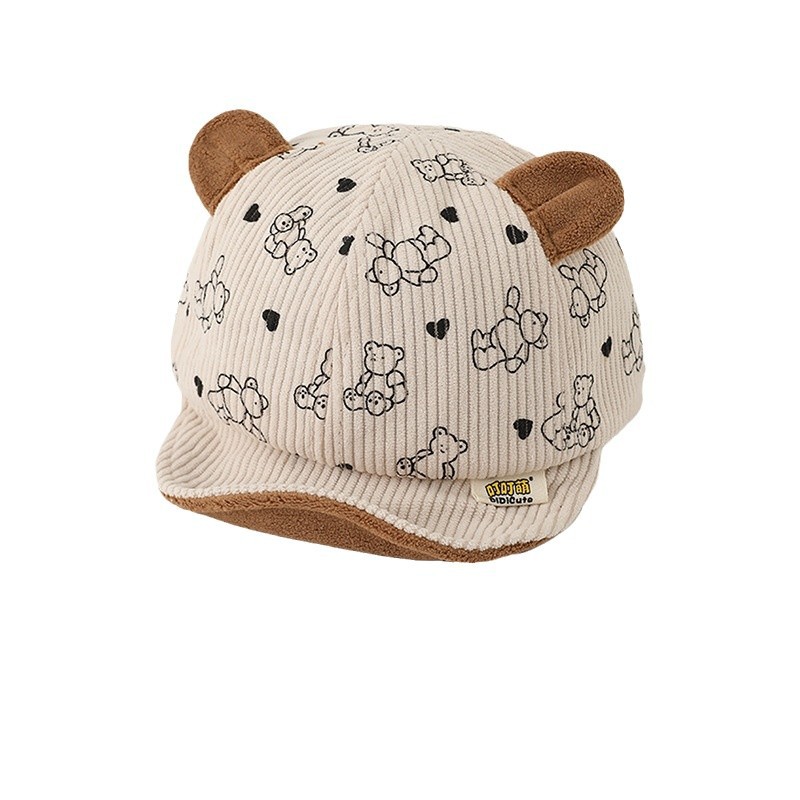 Sombrero de bebé primavera y otoño para bebés con bordes suaves sombrero de invierno para niños gorra de lengua de pato espesa gorra de béisbol de mujer linda