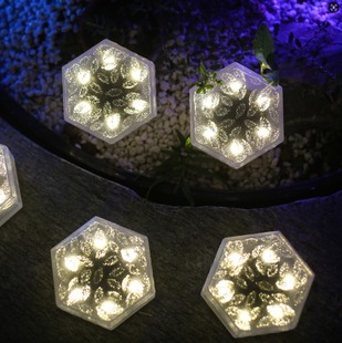 Solar Hexagonal Ice Brick Lamp Outdoor Courtyard Garden Atmosphere Underground Lamp Stair Pool Landscaping Imitation Glass Ornaments
