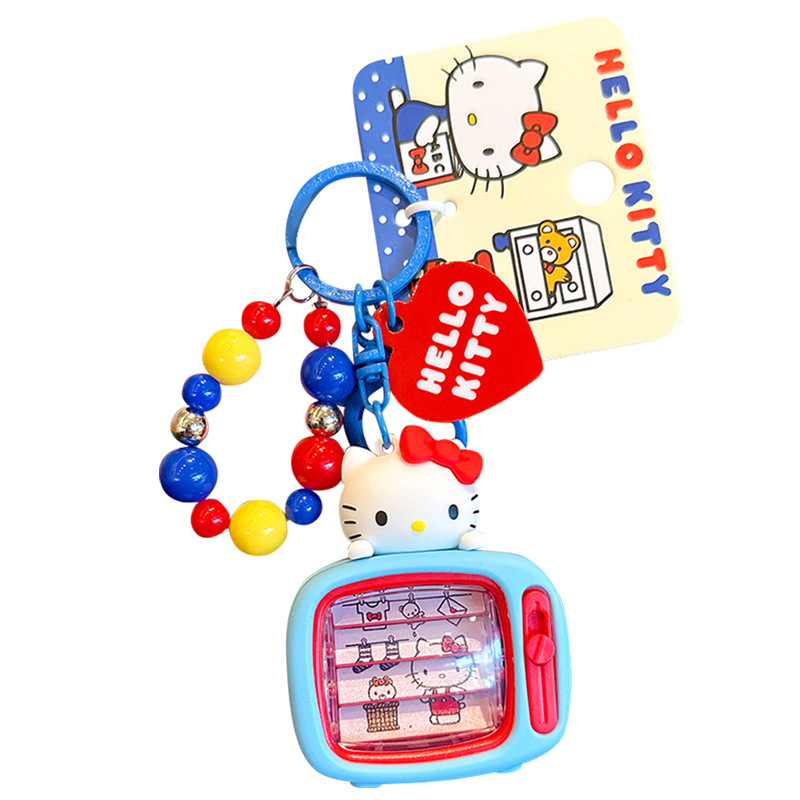 Auténtico HelloKitty animado turnover televisor práctico cuentas de cadena de cuentas de dibujos animados gatos kt llavero