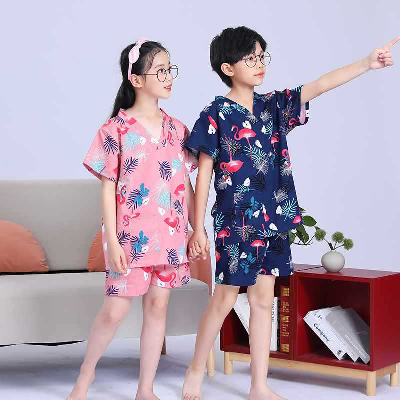 XF4O 어린이 땀 옷 남녀 발 목욕 마사지 옷 사우나 옷 어린이 목욕 치료 가게 클럽 목욕 가운 잠옷