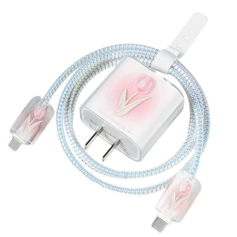 Apple, защитный чехол, фуксиевый зарядник, 20W
