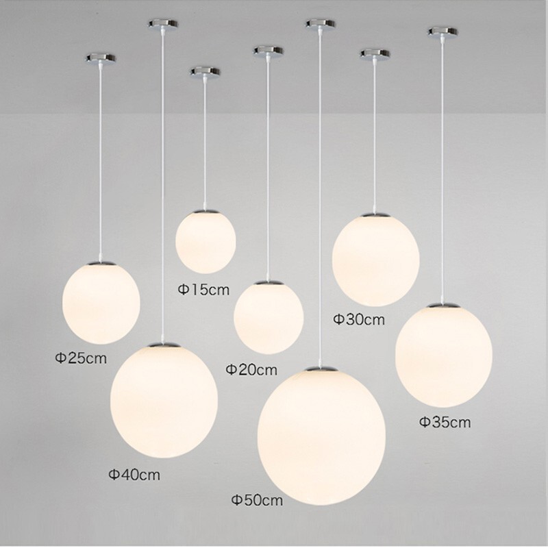 Simple single spherical glass ball chandelier creative personality restaurant clothing store bar aisle milk white ball chandelier