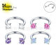 16G titanium alloy internal thread horseshoe ring nose ring F136 double-headed zircon inner tooth lip ring nasal septum puncture jewelry