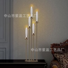 厂家新款婚庆桌花器烛台水晶装饰摆件婚礼堂酒店桌花电镀铁艺架子