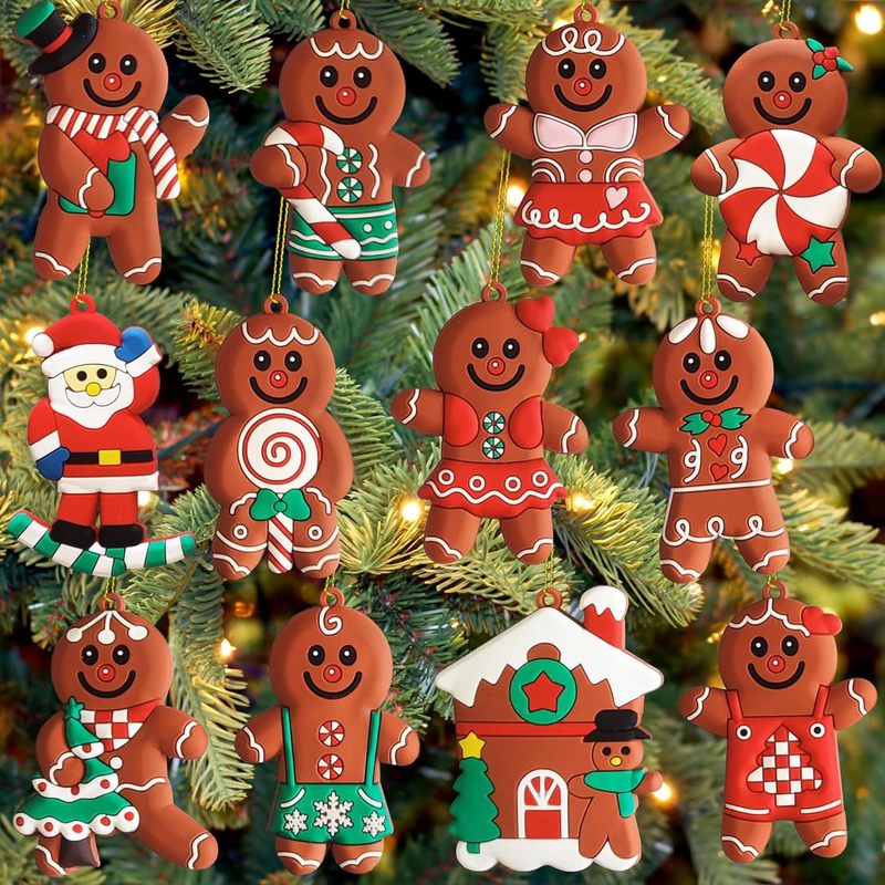 ジンジャーブレッドマンペンダント12個入りPVCクリスマスツリーデコレーションクッキーマン卸売クリスマス家具キッチンパーティー用品|undefined