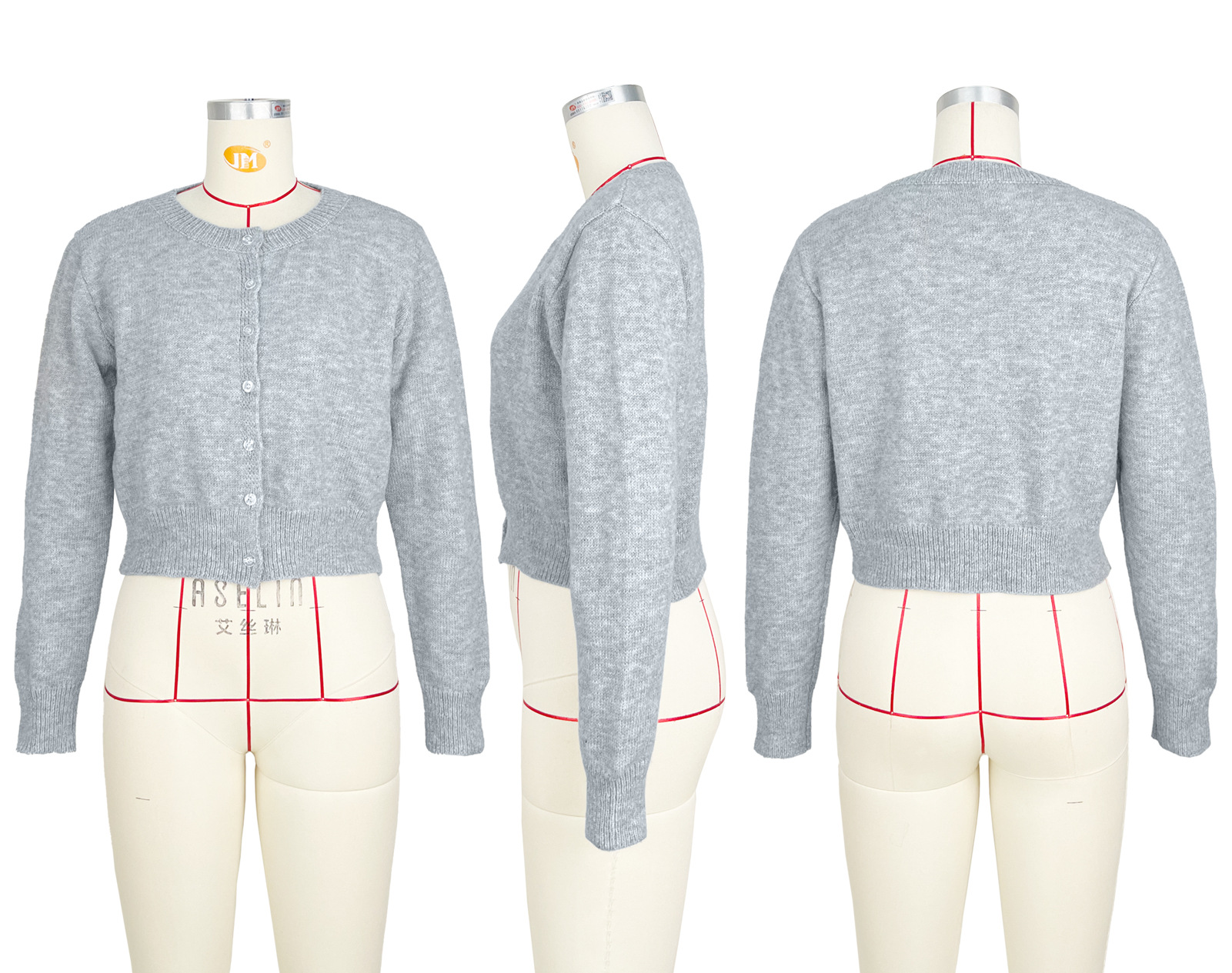 280g Weight Long Sleeve Sleeve Length Single Breasted Placket Type Polyester Fabric Type Short Top Length Cardigan, Sweater Tops Type Daily Occasion Round Neck Neckline Loose Fit Type Solid Color Pattern Spring, Autumn Season Women's Gender Button Design Streetwear Style Wholesale Women's Streetwear Solid Color Long Sleeve Button Sweaters & Cardigans 20