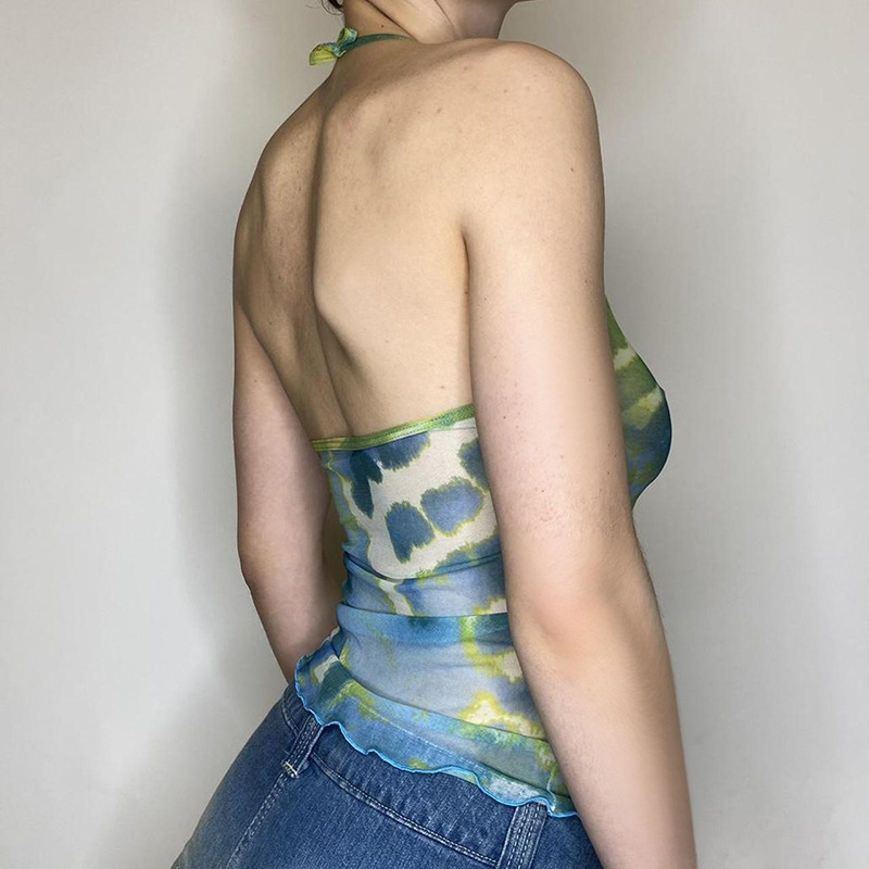 Tie-dye Printing Mesh See-through Camisole 6