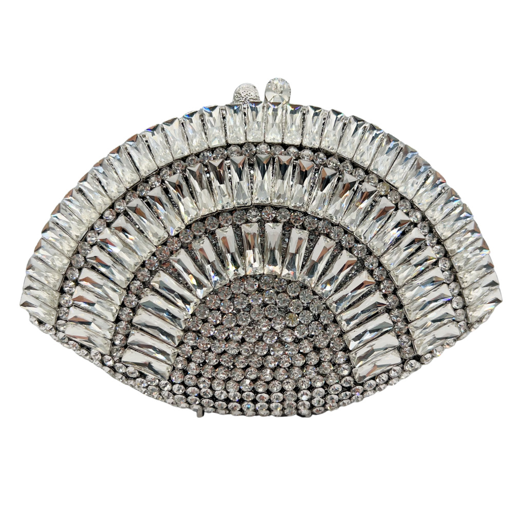 Bolso de piedra nueva forma de ventilador transfronteriza bolso de mano con diamantes huecos bolso de cena de fiesta reunión anual bolso de mujer