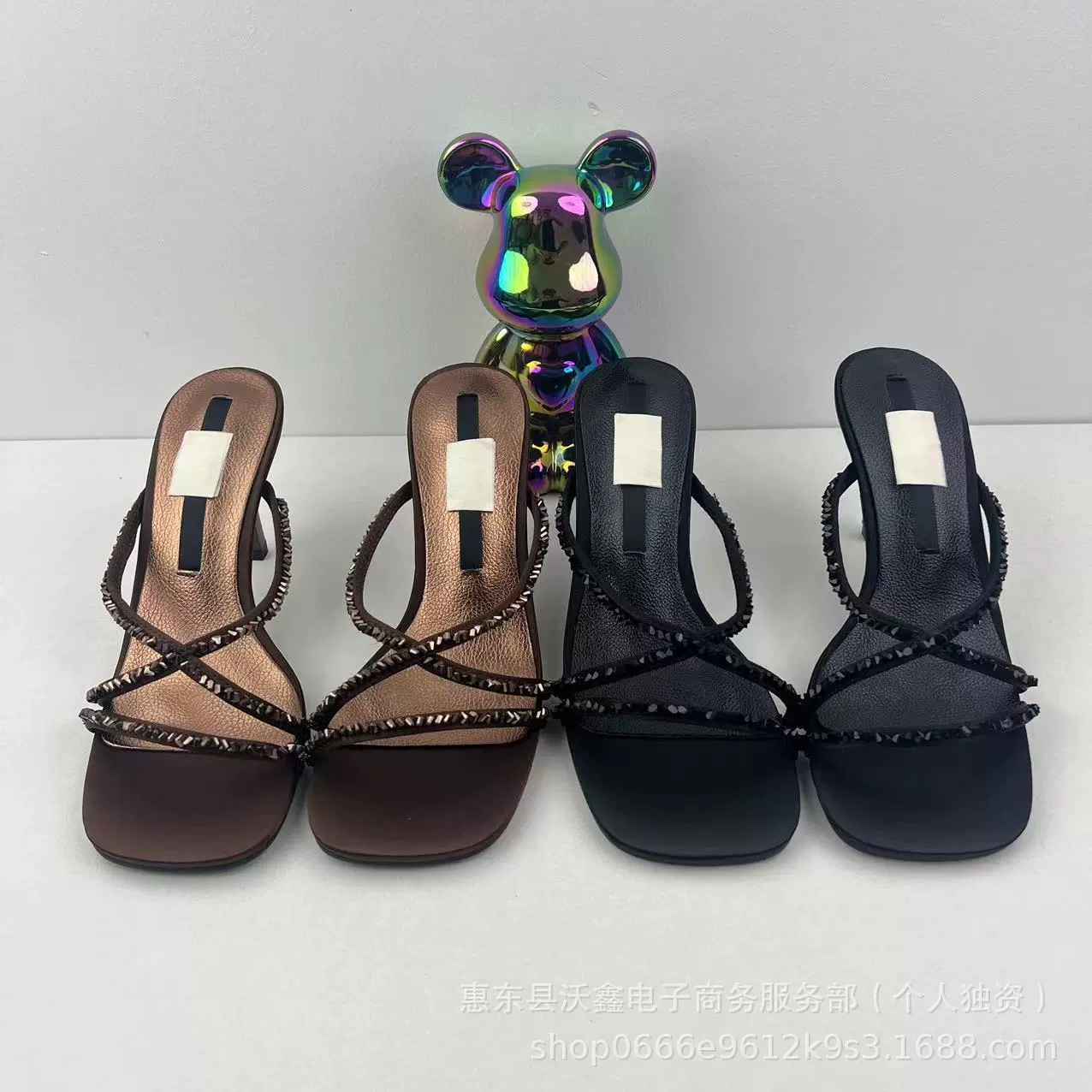 Woxin ZA24 Летние новые женские туфли коричневые блестящие бусы со стразами на высоких каблуках сандалии женские модные каблуки холодные тапочки