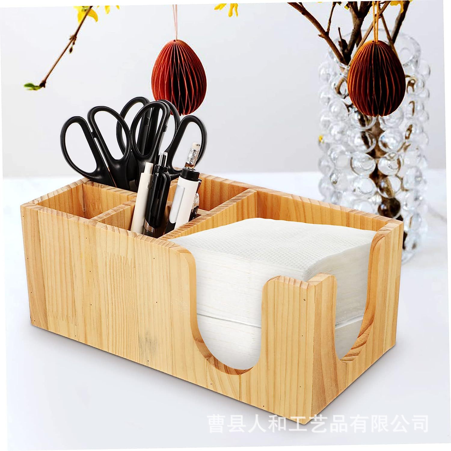 木质收纳盒吸管纸巾五格收纳盒咖啡奶茶店吧台糖包勺子储物盒