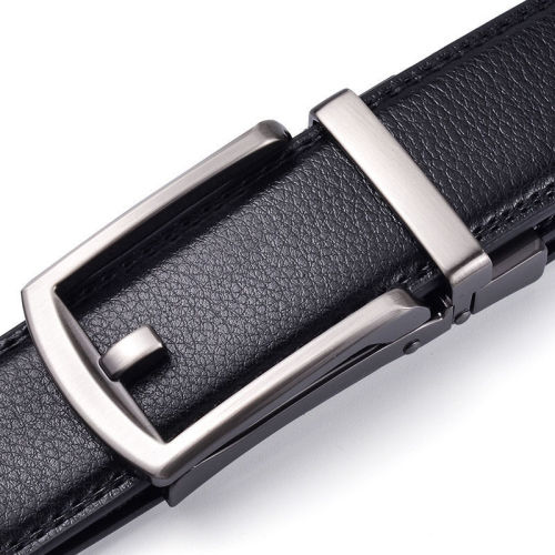 Men's Genuine Leather Belt, Automatic Buckle, Two-Layer Cowhide, Business Style, Faux Pin-Clasp Design, Fashionable & High-Grade Waistband—Dropshipping Available