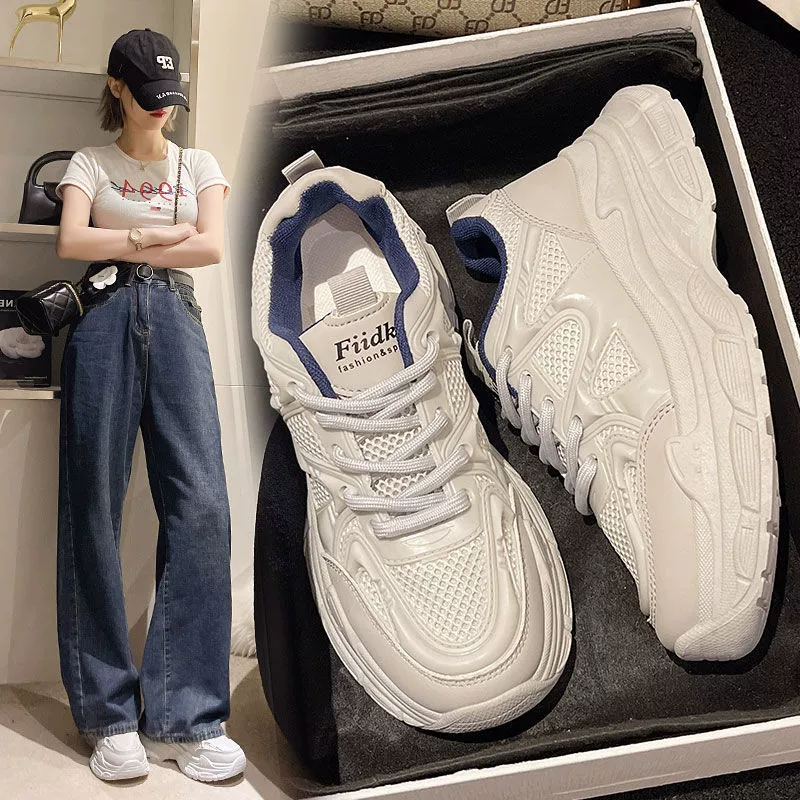 Женские кьюбовые кроссовки Dad Shoes, сетчатый верх, массивная подошва, повседневные спортивные кроссовки, размеры 35–40