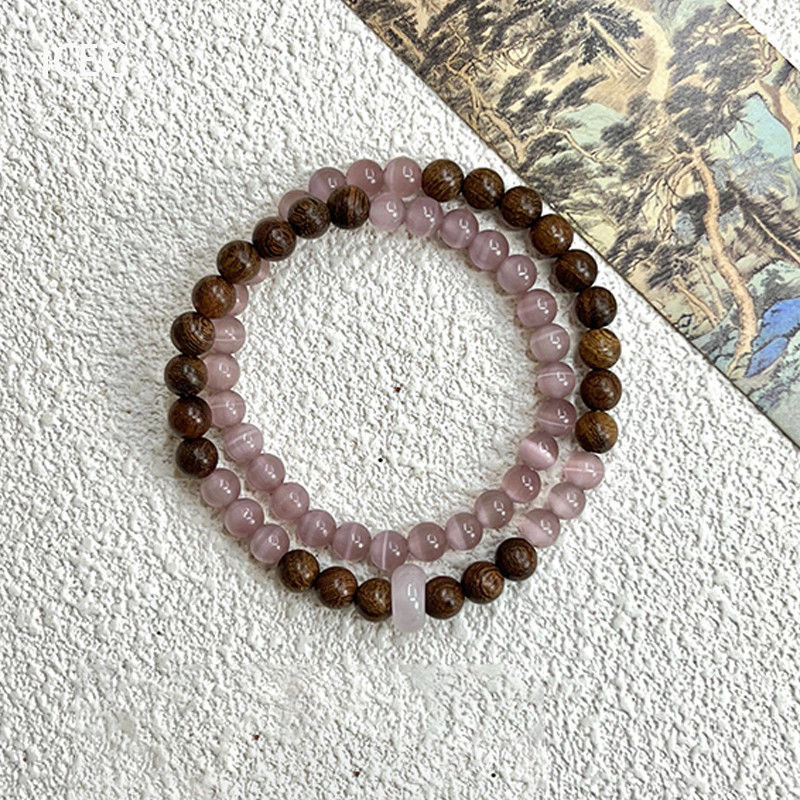 Exquisite Pink Firefly Bead Bracelet Vintage Double Layer Style_voghion.com