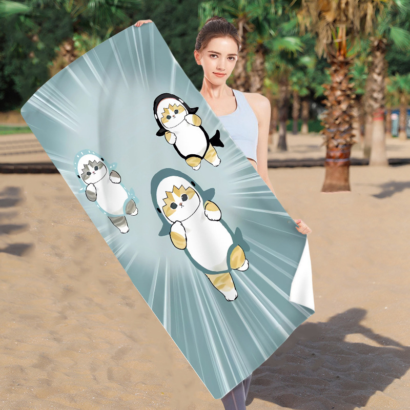 상어 고양이 비치 타월