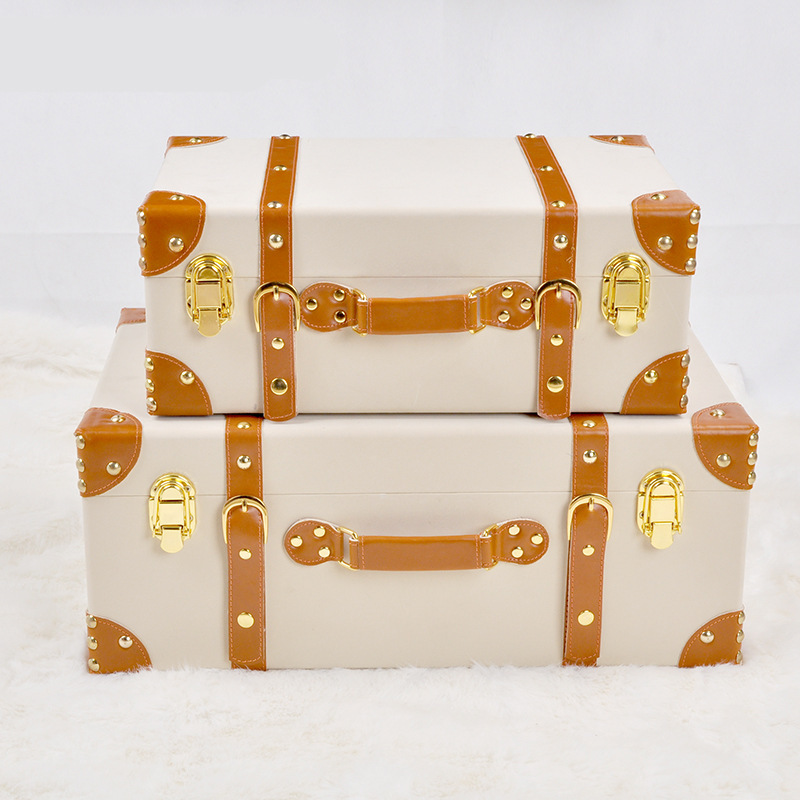 Leather Portable Storage Case Model Room Cloakroom Storage Case Suitcase Photography Case Decorations Ornaments