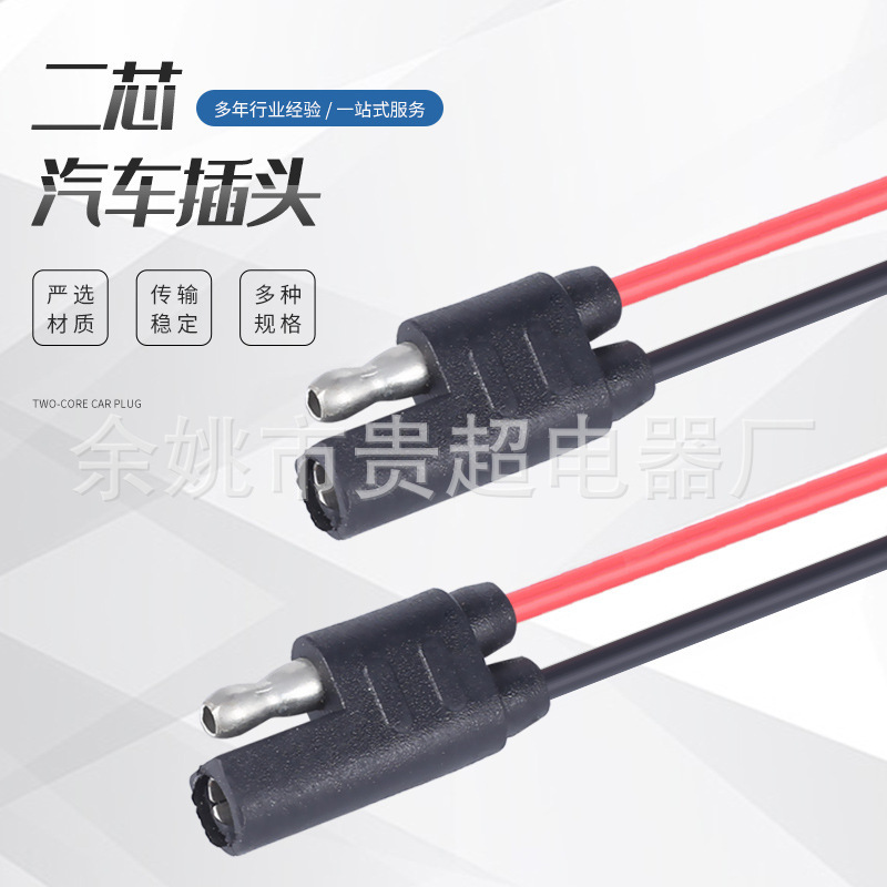厂家供应汽车二芯插头5AE电源线插头 拖车端子电源线延长线束
