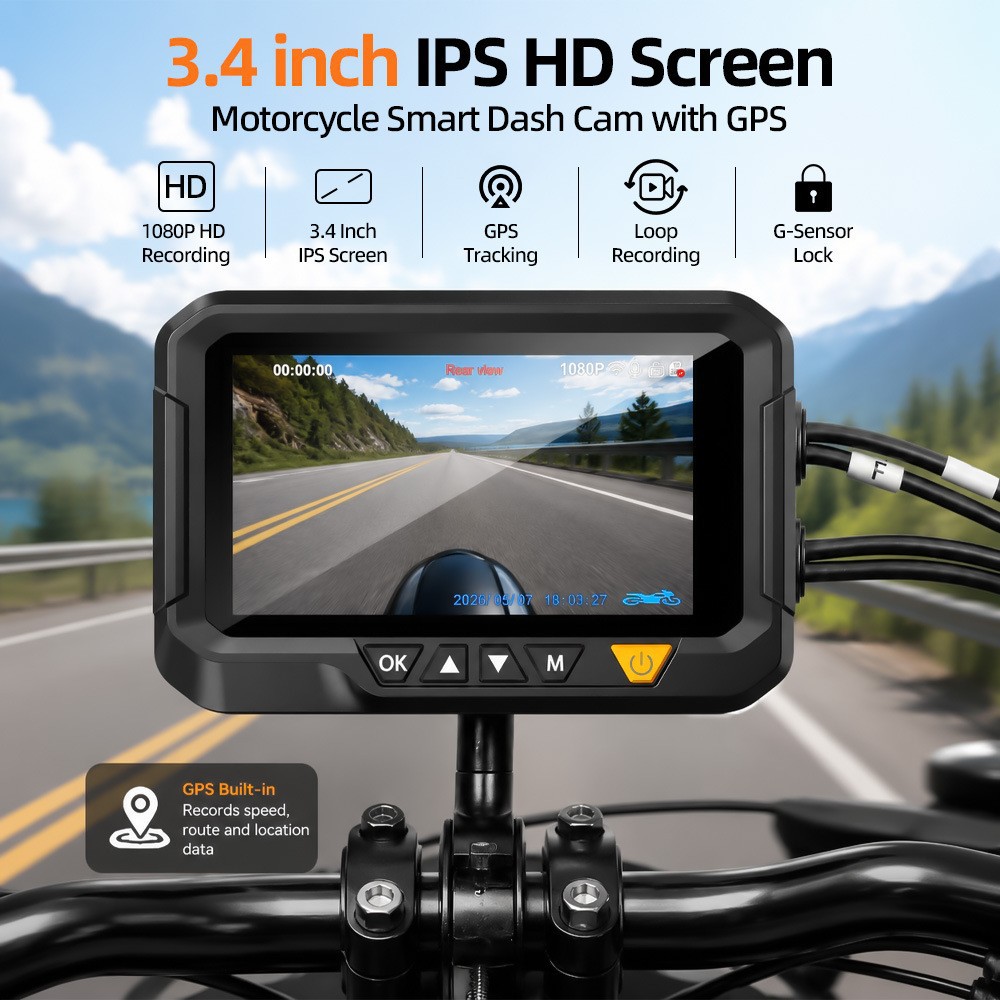 Cross-border motorcycle recorder, high-definition waterproof motorcycle recorder, WiFi connectivity, dual front and rear recording of driving trajectory