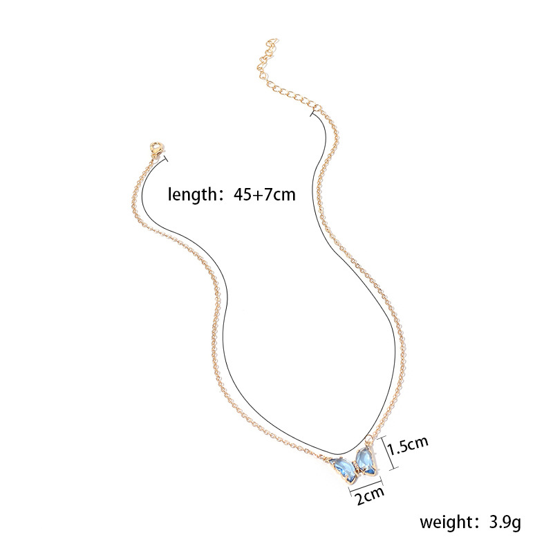 4g Weight Necklace Classification Wedding, Travel Occasion Alloy Material Animal Pattern Women'S Gender Simple Style Style Light Blue, Pink, Purple, Green, Transparent, Yellow Color Korea Resin Butterfly Alloy Necklace Wholesale 1
