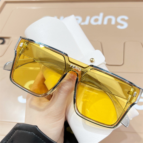 New Fashion Large Face Slimming Round Frame Sunglasses for Instagram Influencers, Unisex Street Style Sunglasses
