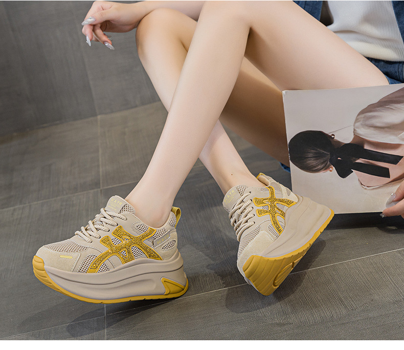 Giày sneaker nữ đế dày lưới mesh thoáng khí mẫu mới thu 2026 — M2916-1 da đỏ, M2916 lưới màu be, M2916-1 da màu vàng, M2916 lưới đỏ chi tiết 28