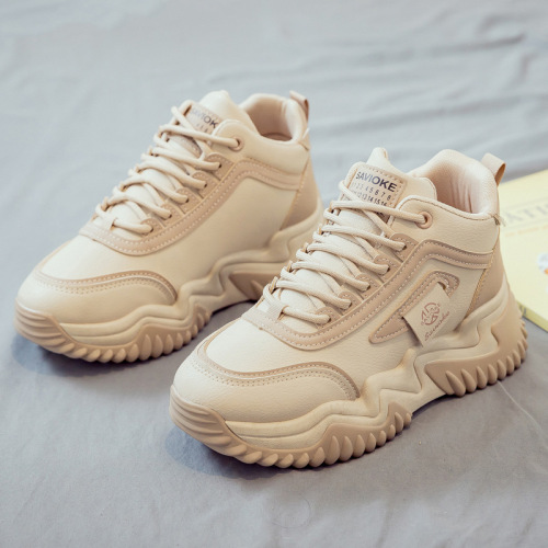 2024 Spring New Style Versatile Dad Shoes Women Thick Sole Height Sports Casual White Sneakers Fall