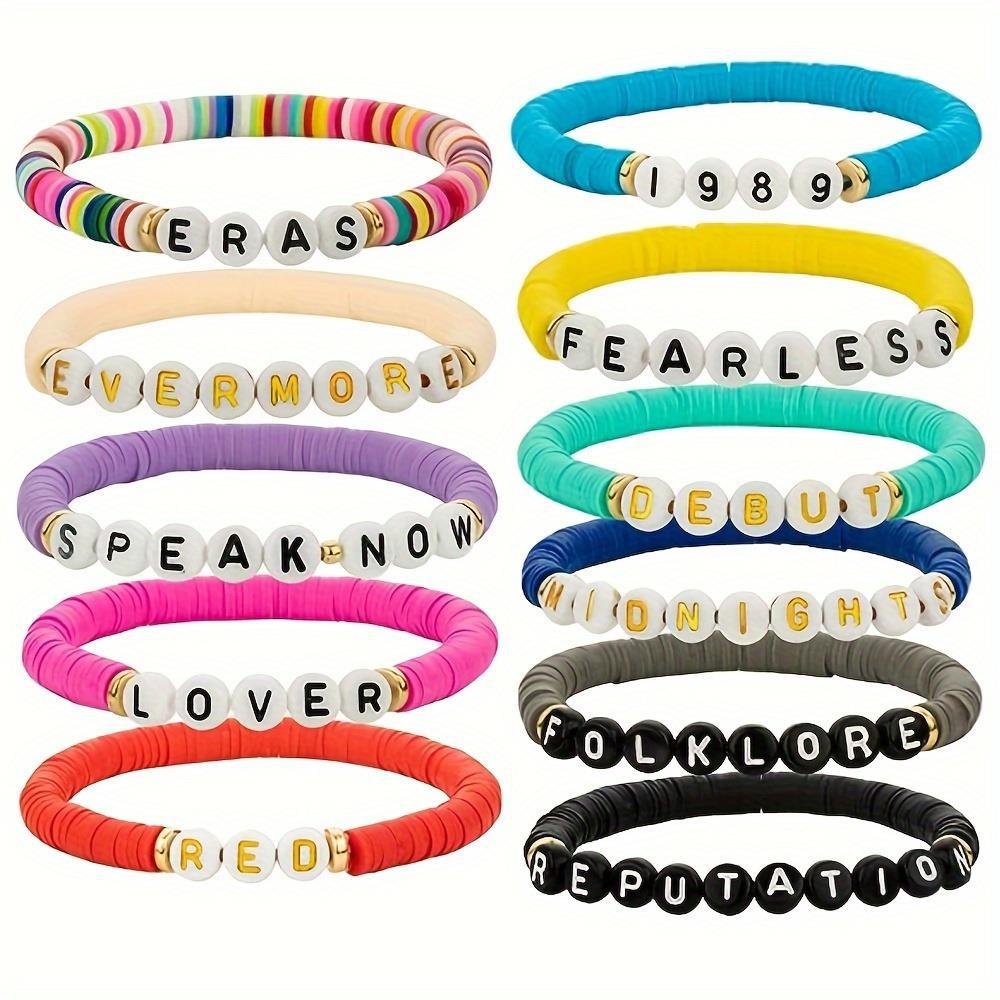 Taylor Swift 11 piezas conjunto colorido mezclado letras inglesas cerámica suave rebanada cerámica suave pulsera joyería