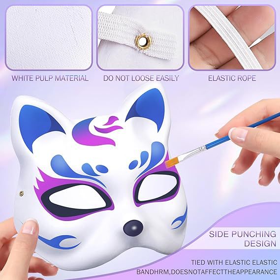 Amazon bricolaje pintado a mano graffiti cara de gato máscara de pulpa en blanco conjunto de material de actividad para padres e hijos de jardín de infantes