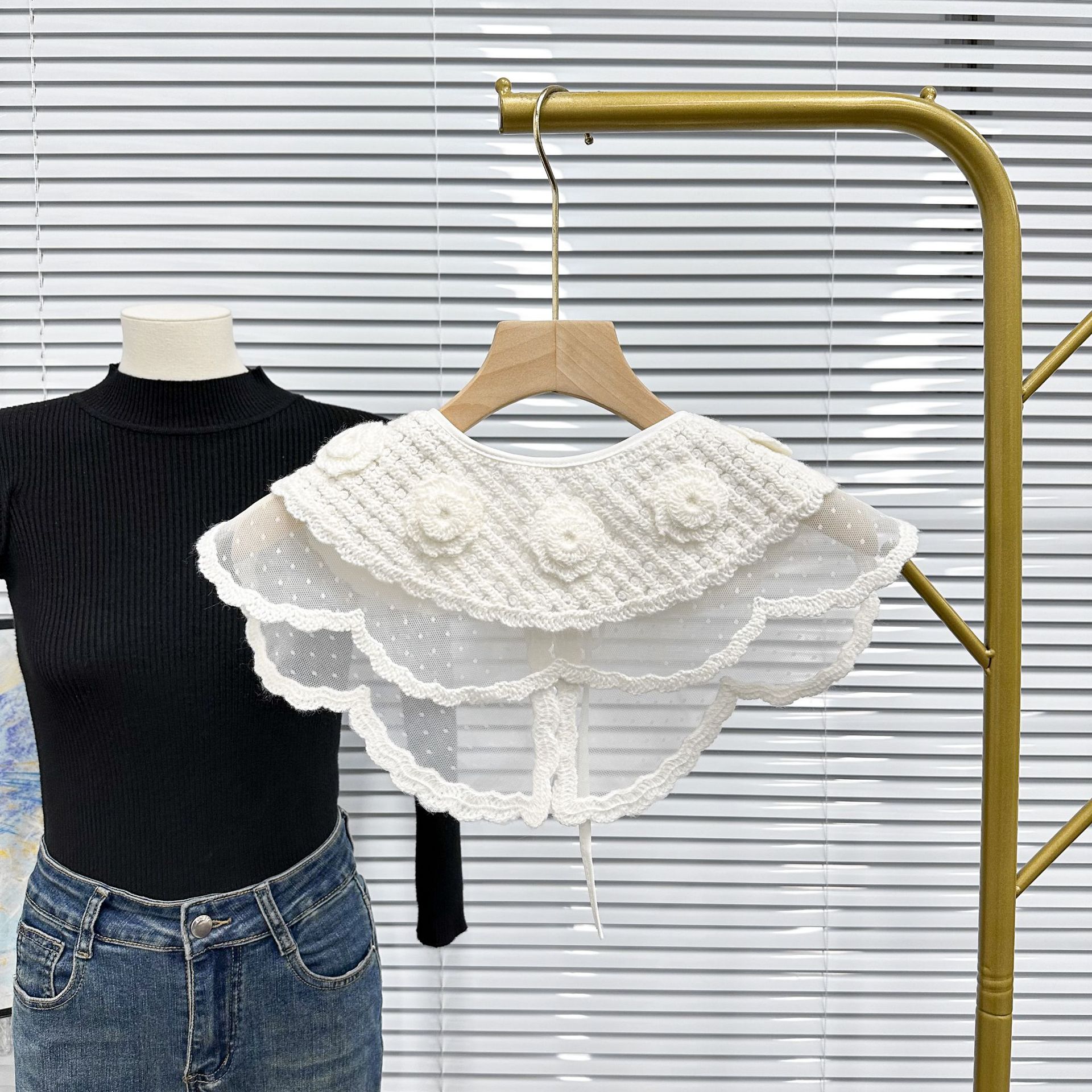Transfronterizo para bordados de doble capa de algodón blanco, nuevos cuatro estaciones para niños con falda decorada con collar falso