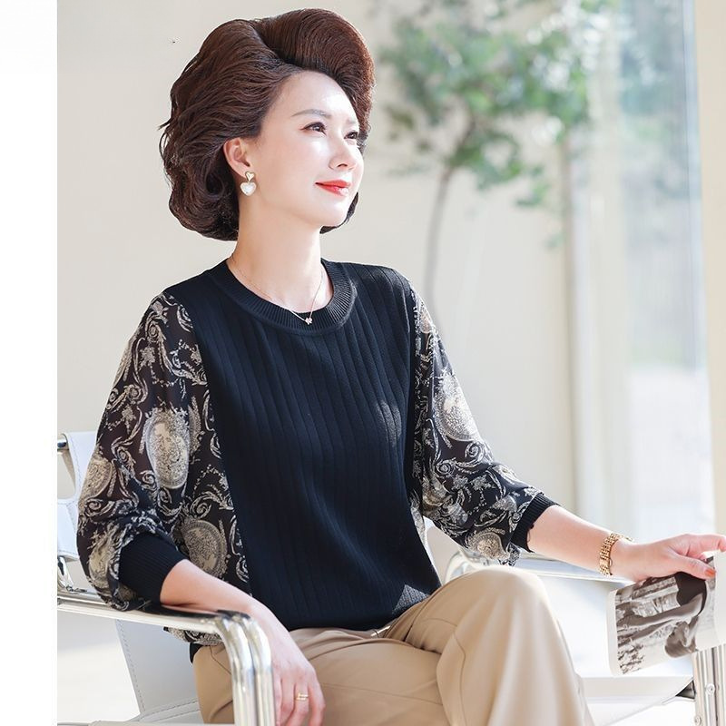 2025新款妈妈春装薄恤洋气高贵宽松短袖小衫中老年女装休闲上衣