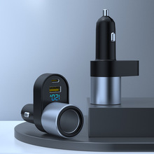 品勝 車載充電器二合一雙口27W快充金屬 帶顯示可批發 車載點煙器