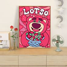 草莓熊数字油画diy填充可爱卡通手绘油彩画丙烯画画儿童涂画涂色