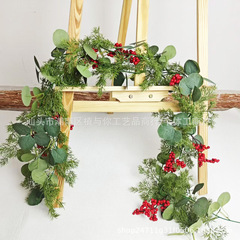 クリスマス藤条アマゾンクリスマス松針紅果松果室内緑植装飾壁面掛け飾り