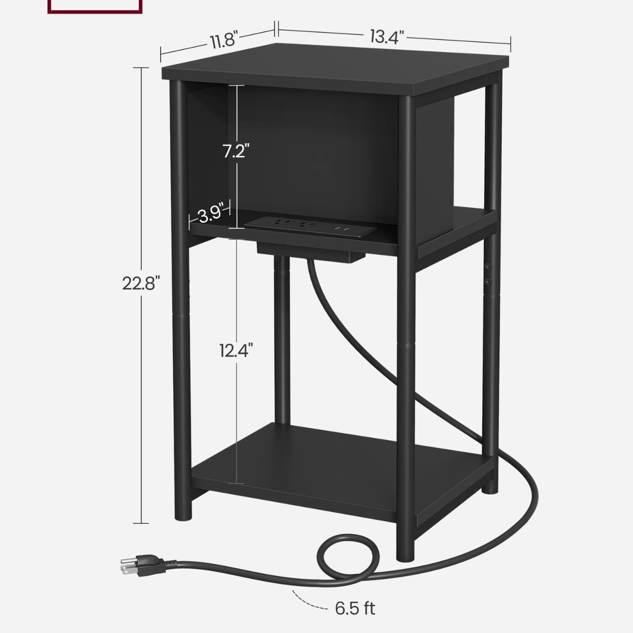 American moderno simple sofá de sala de estar cuadrado gabinete lateral hierro forjado hogar dormitorio esquina de mesilla de cama
