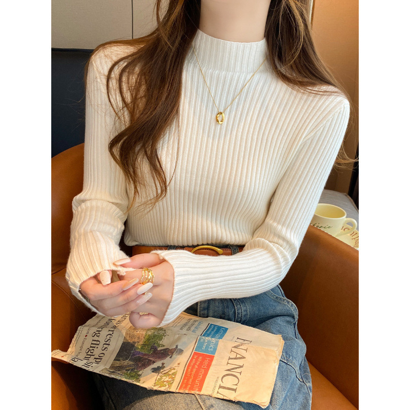 半高领毛衣女秋冬2025新款内搭黑色打底衫高级感显瘦针织上衣|undefined