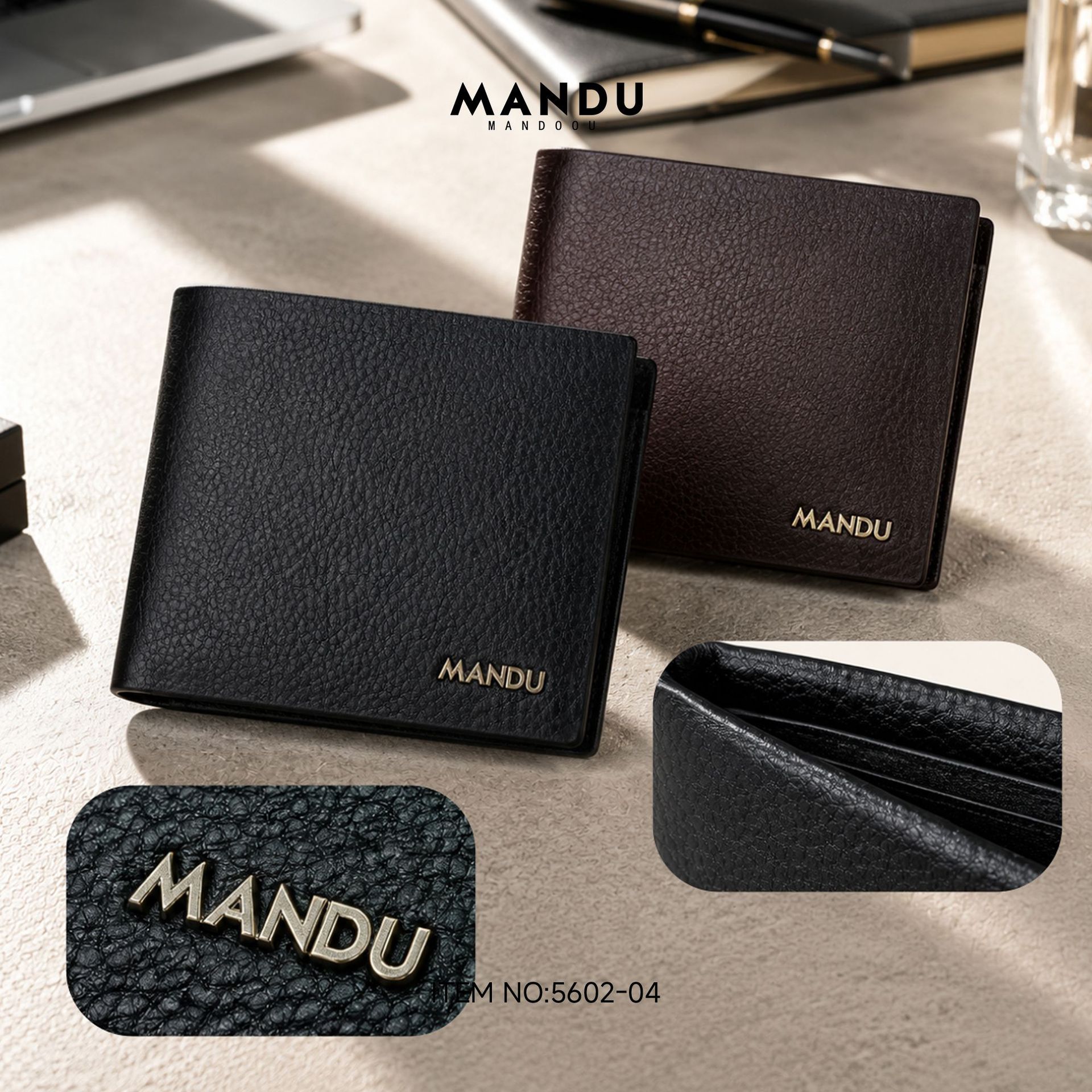 MANDU Short Men's Wallet RFID Anti-theft AirTag Compartment Multi-card Slot Coin Purse Smart Wallet for Men