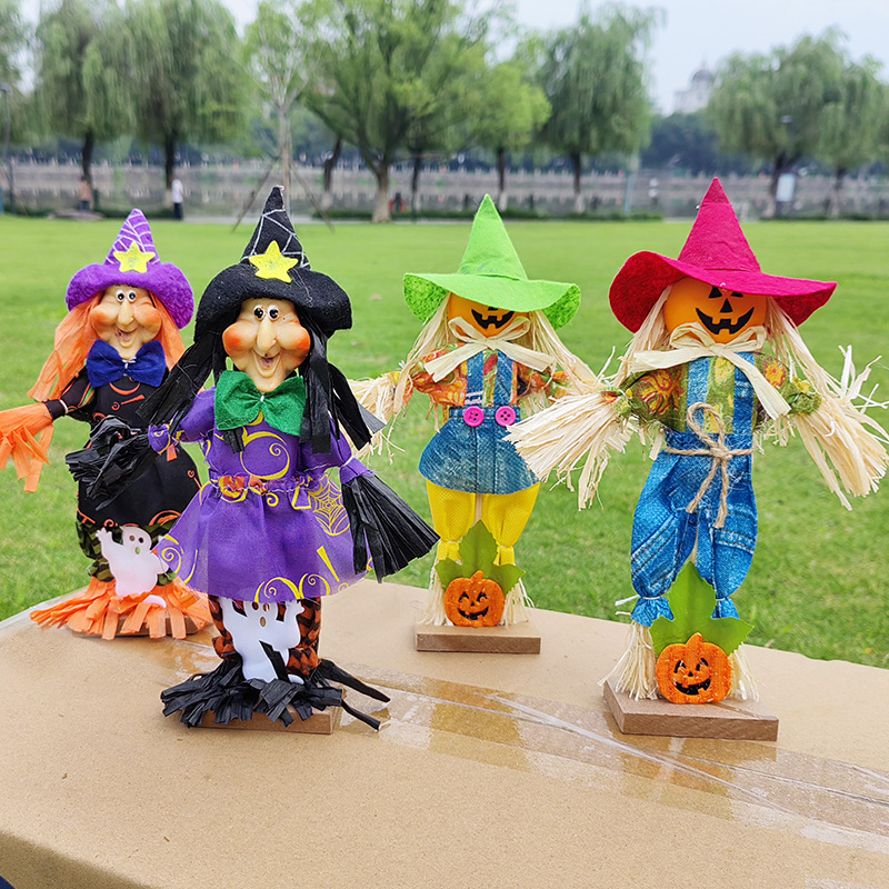 ハロウィーン国境を越えた小さな置物呪術師カボチャ幽霊かかし飾り道具人形公仔魔女鬼節|undefined