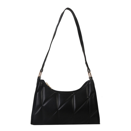 Solid Color Simple Western Style Diamond Embroidery Thread Shoulder Bag Women's  Summer Textured Underarm Bag Travel Small Square Bag Trendy