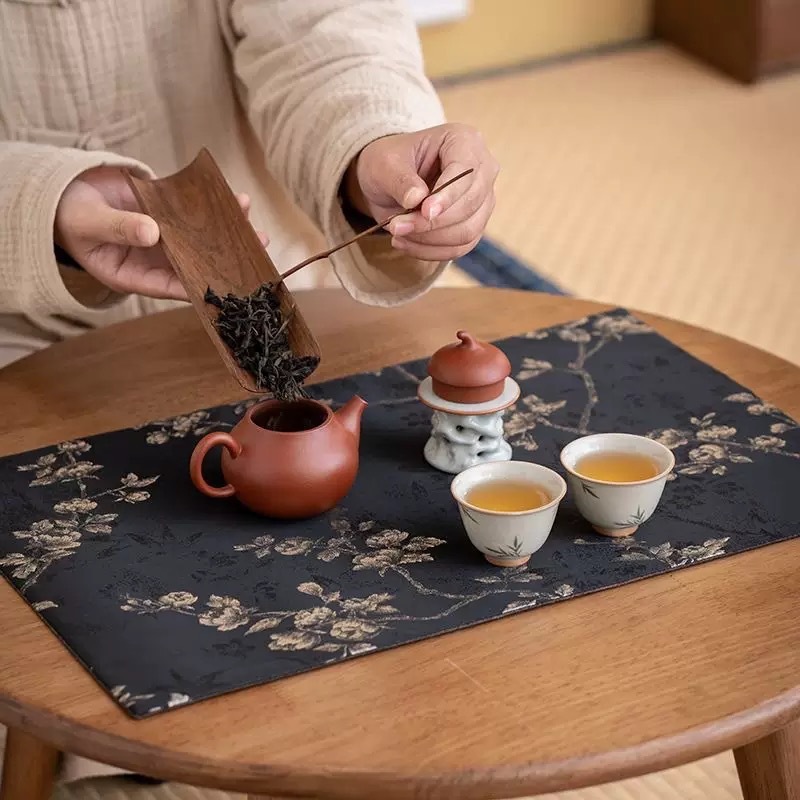 国風茶席の軽い豪華な中国式の錦織のバラのベゴニアのお茶の旗のお茶の杯のマットの断熱のマットの茶道のお茶のテーブルの布|undefined
