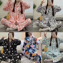 跨境仿棉东南亚睡衣女ins宽松大码韩版花卉pajam家居服两件套批发