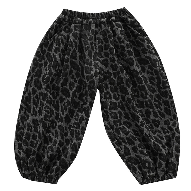 Leopard print pants with fleece