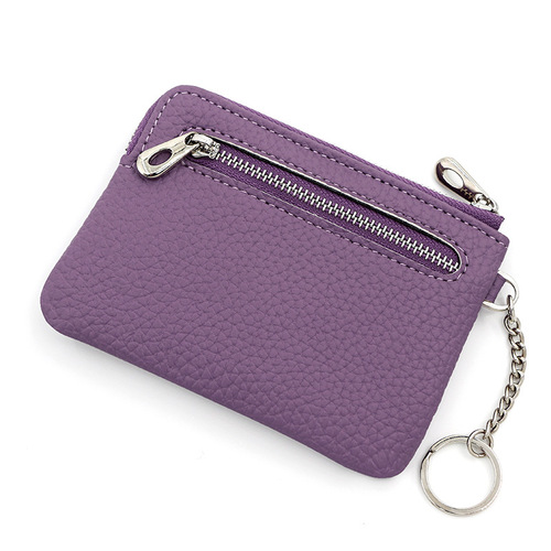 New card holder coin purse PU litchi pattern zipper bag card bag hidden grid multi-function card holder card holder manufacturer wholesale