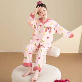 春秋款儿童睡衣女童卡通家居服小孩可爱长袖开衫新款中大童套装
