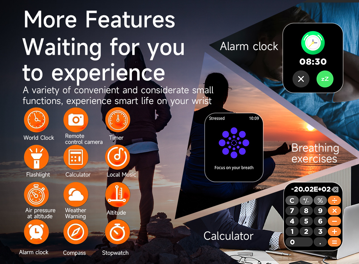 Montre connectée outdoor avec écran tactile AMOLED 1,97 pouce, Bluetooth, appels et lampe torche._voghion.com