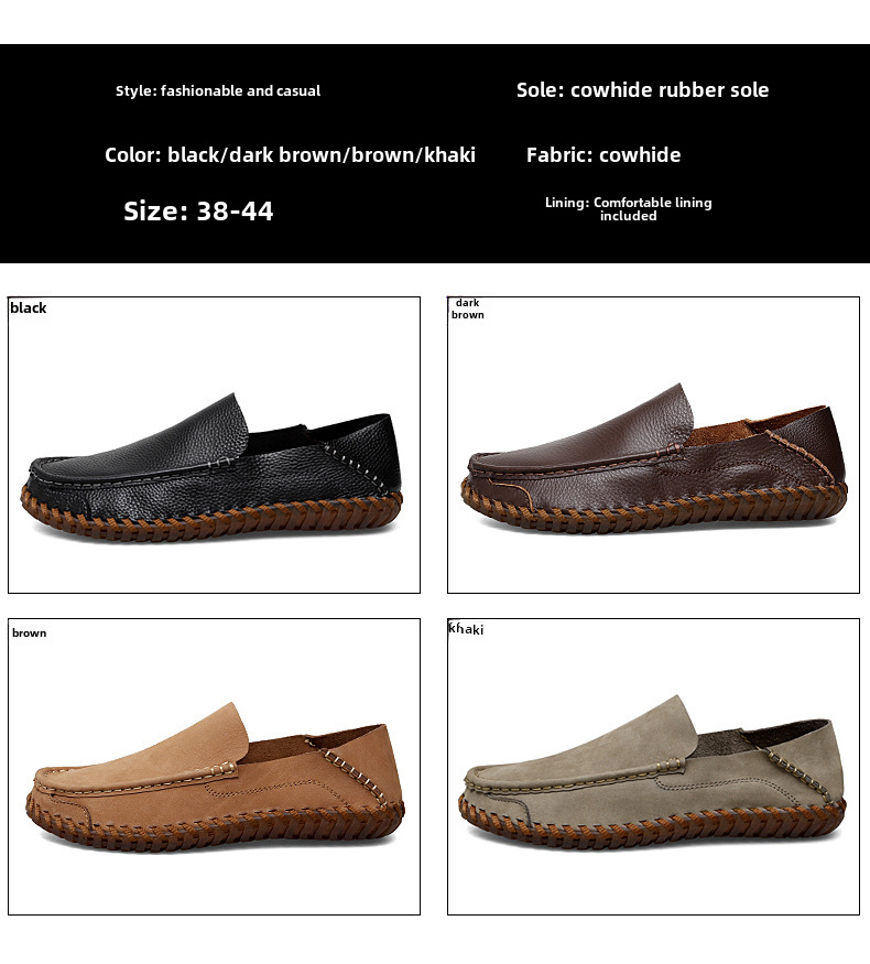 Large size handmade loafers with small outdoor driving shoes_voghion.com