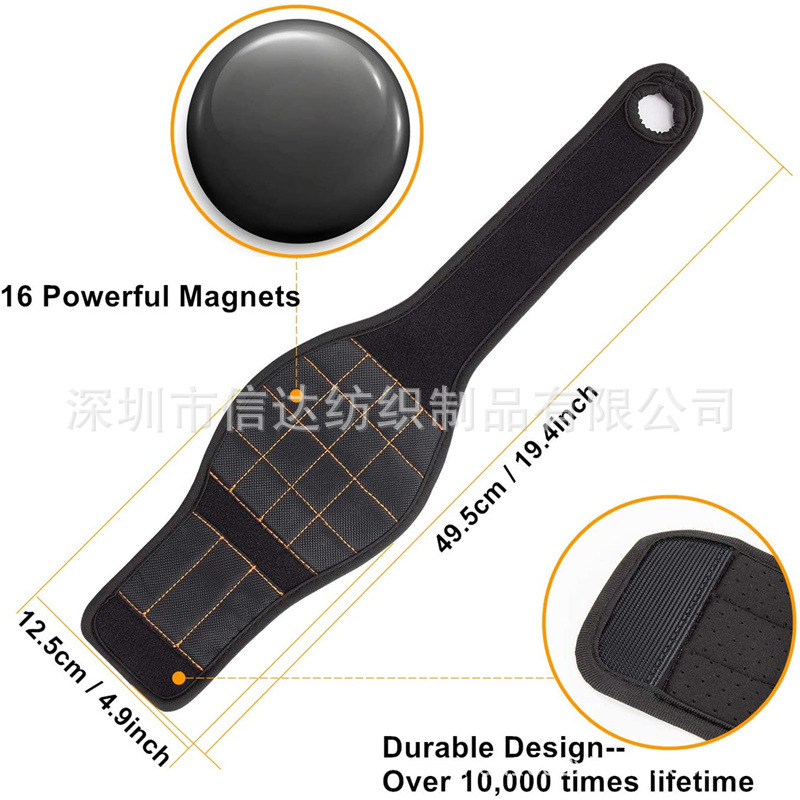 En stock bolsillo correa de muñeca magnética de cinco filas imán herramienta de recogida nylon Velcro correa de muñeca magnética