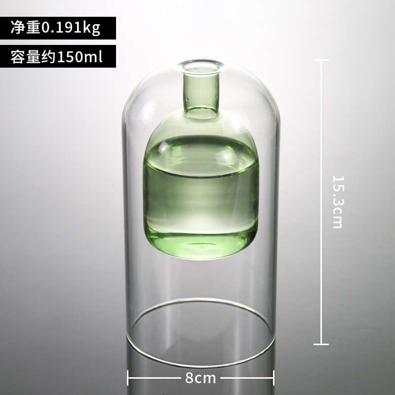 Botella de aromaterapia de vidrio de doble capa simple de estilo europeo hogar sala de estar dormitorio volátil ratán decoración floral botella vacía