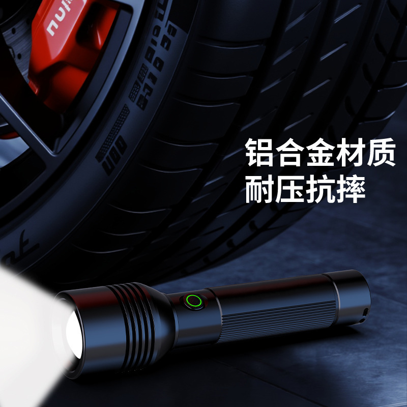 福朗跨境白激光手电筒可充电手电长续航强光拉升调焦户外远射批发|undefined