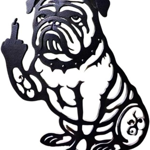 Funny Bulldog Metal Garden Decor, French Middle Finger Bulldo