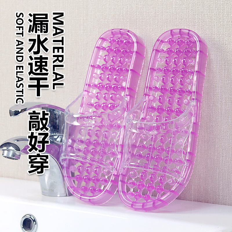 Bathroom Slippers Women's Summer Indoor Non-slip Bath Massage Plastic Lightweight Crystal Couple's Home Massage Slippers for Men